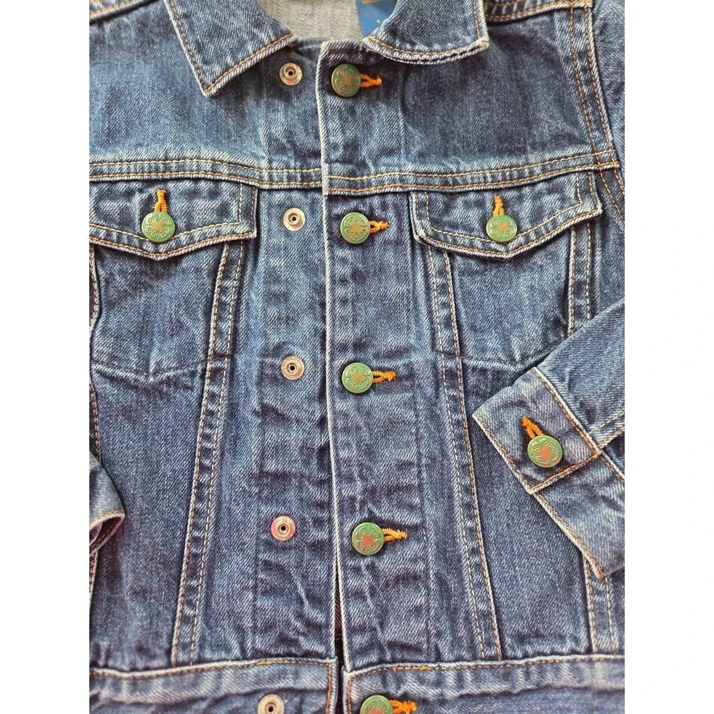 Vintage oshkosh b'gosh jeans‎ jacket size 4 with green brass bottons